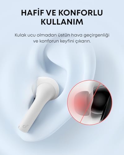 Soundcore by , K20i Kulak İçi Kulaklık, 36 Saat Çalma Süresi, Hızlı Şarj, Konforlu Uyum, ENC 2-Mikrofon ile Net Çağrılar, Özelleştirilebilir EQ, IPX5, Bluetooth 5.3, Uygulama Kontrol, Beyaz - Görsel 3