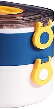 1200ml Çift Renkli Lunchbox 2 Katlı Çelik Sefer Tası Yemek Kutusu (Sarı) - Görsel 3