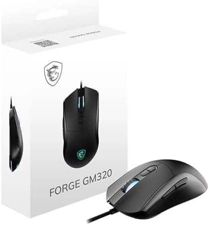 Alternative view of MSI FORGE GM320 Oyuncu Mouse, 12800 DPI Optik Sensör, RGB LED, 7 Düğme, USB 2.0, Siyah, 1.5m Kablo