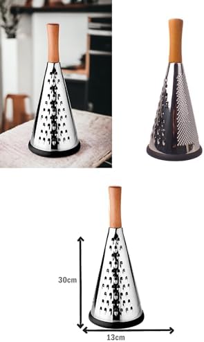 Ahşap Tutuculu 3 Taraflı Paslanmaz Çelik Lüks Şef Rendesi Büyük Boy 30 * 13cm, Ahşap Saplı 3 Taraflı Paslanmaz Çelik Rende - Görsel 3