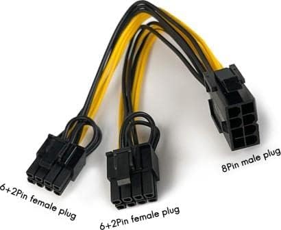 Alternative view of PX-4302-8 8 Pin to 2x8 Pin PSU Ekran Kartı Güç Çevirici Kablo, PCI-E 8 Pin to 2 Adet 6+2 Pin GPU Power Splitter, 18AWG 20 cm Full Bakır Mining Ekran Kartı Güç Kablosu
