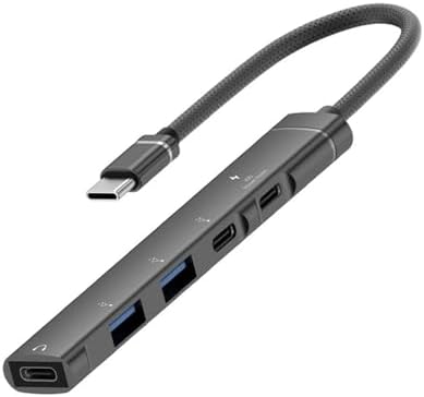 CR16 5in1 OTG Type-C'den 3ad Type-C, 2ad USB A Çoklayıcı Type-C Kulaklık Uyumlu USB C Adaptör Alüminyum Kasa