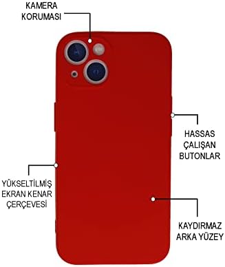 Alternative view of Apple iPhone 14 ile Uyumlu Kapak Içi Kadife Kamera Korumalı Lansman Silikon Kılıf - Kırmızı
