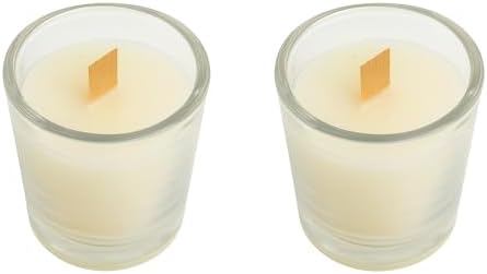 Paçuli Vanilya Kokulu Mum Seti, Ahşap Fitil, 2’li Cam Bardak Mum, 40 ml, Dekoratif & Hediyelik