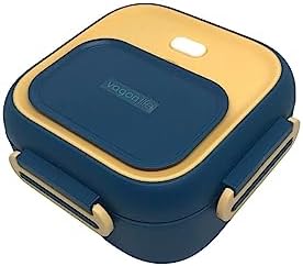 500ml Lunchbox Tek Katlı Çelik Sefer Tası Yemek Kutusu (Lacivert-Sarı) - Görsel 3