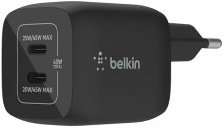 Çift USB-C Duvar Şarj Cihazı 45W, iPhone 14, 13, 12, Pro, Pro Max, iPad Pro 12.9, 11, MacBook, Galaxy S23, S23+, Ultra, Tab ve daha fazlası için GaN Teknolojili PD 3.0 Hızlı Şarj - Görsel 3
