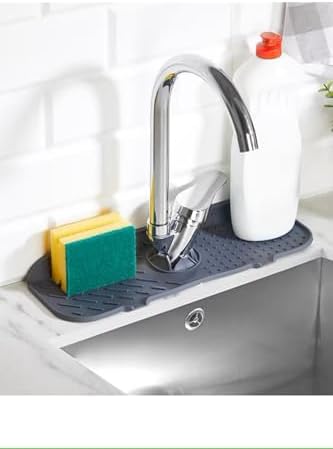 Elastik Musluk Mat Su Tutucu Düzenleyici Silikon Kaydırmaz Mutfak Banyo Lavabo Tezgah Üstü Matı - Görsel 2