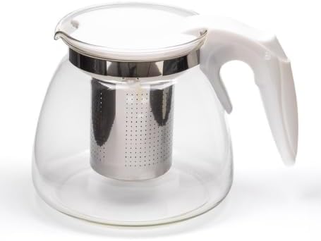 Alternative view of Isıya Dayanıklı Borosilikat Cam Demlik, Kendinden Süzgeçli, Şık Tasarım (Beyaz 900 ml)
