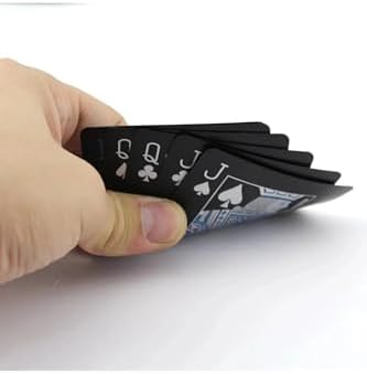 Alternative view of SPELT İskambil Kağıdı Destesi Oyun Kartları Su Geçirmez PVC Parlak Siyah Deste 8,7cm x 5,7cm 54'lü (Mavi)