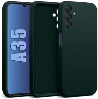 Galaxy A35 ile uyumlu Kadife Astarlı Koyu Yeşil Mat Silikon Kılıf – İnce & Esnek, Leke ve Suya Dayanıklı - Görsel 2