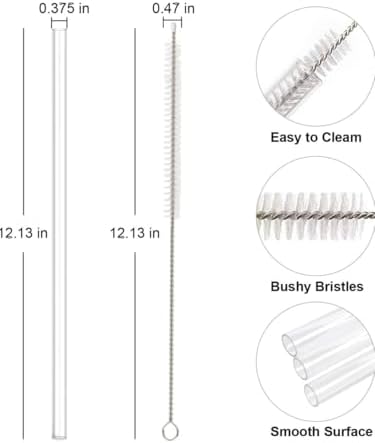 Tritan Pipet Seti 6'lı,   40 OZ ile Uyumlu, Şeffaf Yeniden Kullanılabilir BPA İçermeyen Pipetler, Temizleme Fırçası Dahil