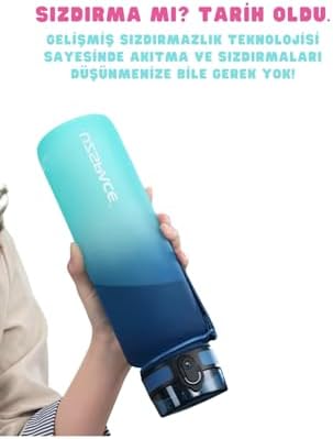 1000ml Büyük Boy Silikon Gövde Tritan Su Matarası (Kahverengi) - Görsel 3