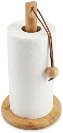 Doğal Bambu Bohem Top Tutacaklı Kağıt Havluluk - Dekoratif Ahşap Stand (30x14 cm, Kahve ve Bambu Renk Seçenekli, 1 Adet) (DOĞAL) - Görsel 3