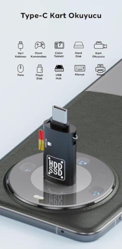 Alternative view of Type-c to Usb ve Type-c TF Kart Çevirici Otg Dönüştürücü Type-c to Usb Kart Okuyucu Dönüştürücü