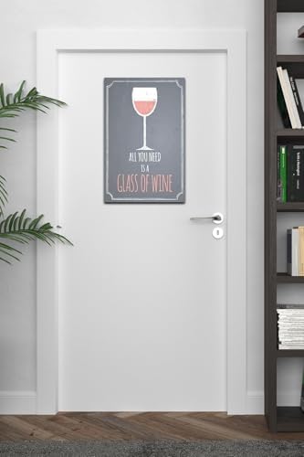 Alternative view of Kuşe Kağıt Duvar Posteri All You Is A Glass Of Wine Retro Vintage Drtr0118