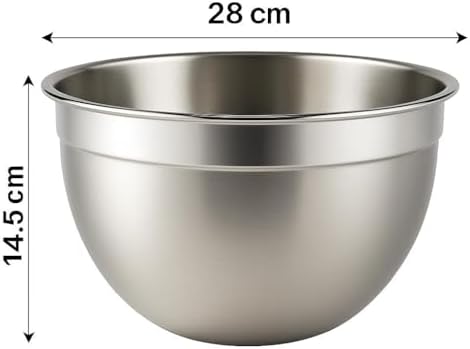 304 Paslanmaz Çelik Karıştırma ve Mikser Kasesi - 28 cm x 14.5 cm | Çok Amaçlı, Dayanıklı, Bulaşık Makinesine Uygun - Görsel 2