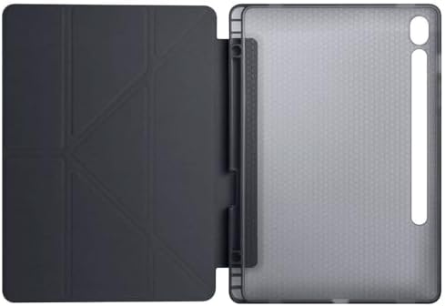 Honor Pad X9 ile uyumlu 11.5 inç Kılıf Kalem Koyma Bölmeli Stand Olan Uyku Modlu Suni Deri, Yarı transparan Silikon Arka Yüzey ergonomik yapılı, Attravtive Smart Cover Siyah - Görsel 2