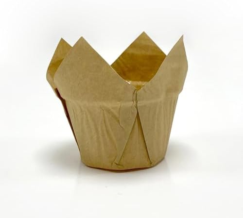 50'li Kalın Lale Kapsül Kraft Muffin Kek Kalıbı, İçi Yağlı Kağıt Tulip, Safari Konsept, Cupcake Kağıdı Doğum Günü Parti Dekorasyonu için
