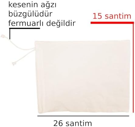 Bakliyat Ham Bez Saklama Kesesi Büzgülü Ürün Yüzde Yüz Pamuk Kotondur 26x15 santim Hacim 1 kilo - Görsel 3
