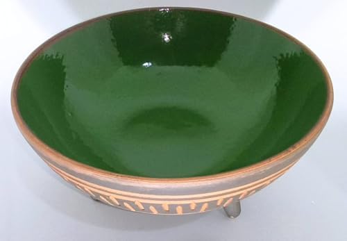 Dekoratif Sunum Kasesi, Seramik Ayaklı Sunum Kasesi, Servis Kasesi, Servis Tabağı, Kase, Tabak (Koyu Yeşil, 20 Cm) - Görsel 2