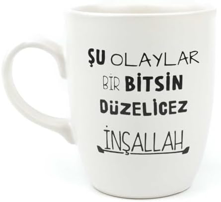 Şu Olaylar Bir Bitsin Düzelicez İnşallah Krem Oval Kupa - Hediye Seramik Kupa - Görsel 3