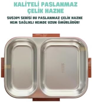 Alternative view of 600ml Lunchbox Capybara Desenli Tek Katlı 2 Bölmeli Paslanmaz Çelik Sefer Tası Yemek Kutusu (Yemek)