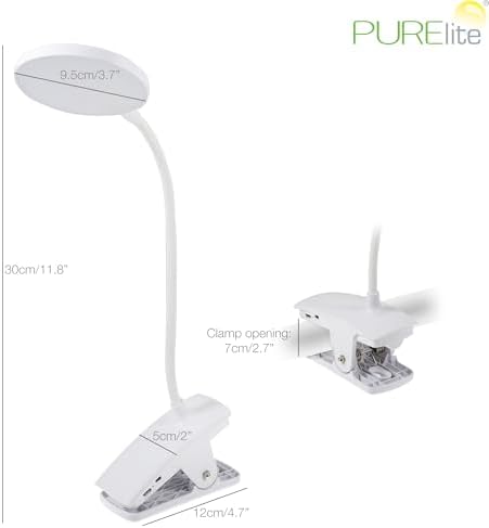 Şarj Edilebilir Klipsli Lamba - Masa Lambası ve Masa Lambası, LED Esnek Işık, Ayarlanabilir Boyun ve Kelepçe Dahil, Okuma, İğne İşi, Dikiş, El İşi için Doğal Gün Işığı Ampulleri