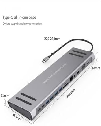 14 In 1 Macbook Uyumlu Type-C Hub USB 3.0-SD/TF-RJ45-HDMI-VGA-USB-C 60W Dönüştürücü Çoklayıcı - Görsel 3