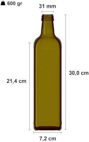 1000 ml Yeşil Maraska Yağdanlık Kapaklı Ve Kapüşonlu 1000 Cc Köşeli Cam Şişe 2 Adet - Görsel 3
