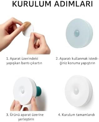 Alternative view of 6'lı Set Hareket Sensörlü Gece Lambası – USB Şarjlı 4000K Gün Işığı LED – Duvar, Dolap, Merdiven, Başucu için Akıllı Işık