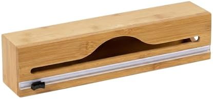 Bambu Streç Film Kesici ve Düzenleyici - Pratik Kesicili Alüminyum Folyo ve Yağlı Kağıt Saklama Kutusu - Mutfak Çekmece İçi Düzenleyici Organizer - 33 cm Uyumlu Ahşap Streç Kutusu - Görsel 3