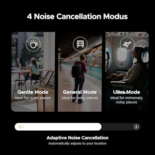 HiTune Max5C Kulaklıklar Kablosuz, 75H Çalma Süresi, Uyarlanabilir Gürültü Engelleme, Yüksek Çözünürlüklü Ses Bluetooth 5.4 Kulak Üstü Kulaklıklar, Uygulama ile Özel EQ Çoklu Bağlantı | Uyarlanabilir Aktif Gürültü Önleme - Görsel 3