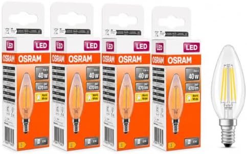 LED Filament Mum Ampul E14 4W 470 Lümen 2700K Sarı Işık 40W Eşdeğeri Şeffaf Cam Dim Edilemez 4'lü Paket - Görsel 3