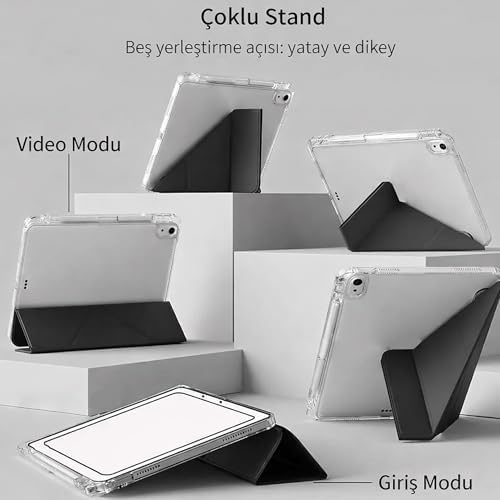 Galaxy Tab S10 Lite ile uyumlu Kılıf SM-X400 Saydam Arka Kapak Flip Smart Cover Katlanabilir Standlı Darbe Emici Koruyucu Tablet Kılıfı Akıllı Uyku Özellikli Mavi - Görsel 3