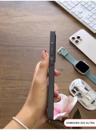 Süper İnce Mat Ultra Thin Silikon Kılıf Buzlu Siyah Galaxy S24 Ultra ile uyumlu