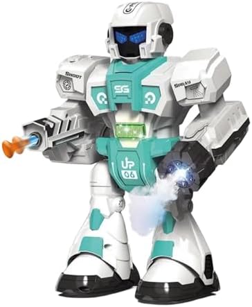 Oyuncak Buhar Atan Uzaktan Kumandalı Savaşçı Robot Sesli Işıklı Müzikli Dans Eden 2 Adet Yapışkanlı Mermi Atan Akıllı Robot (mavi) - Görsel 3