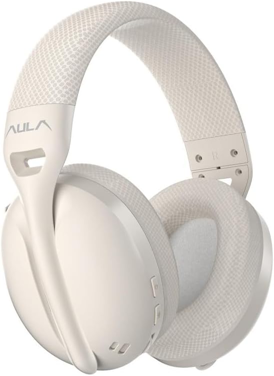 Alternative view of Aula S6 3 Modlu Kablosuz 3.5mm Kablolu ve Bluetooth 5.3 Mikrofonlu Gaming Oyuncu Kulaklığı Krem Ultra Hafif Hafızalı Sünger 40mm Sürücülü Gürültü Önleyici