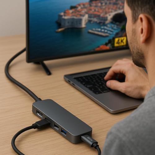 7'si 1 Arada USB-C Hub – 2x USB 3.0, 2x Type-C, 2x SD/TF Kart Okuyucu, 1x HDMI – 4K UHD Görüntü Aktarımı ve Hızlı Veri Transferi - Görsel 3