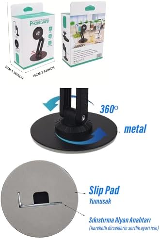 Masaüstü Telefon Tutucu Manyetik Mıknatıslı Metal Taban 360 Derece