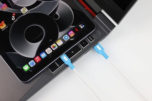 Alternative view of USB A-C Hızlı Şarj Kablosu, Beyaz Kablo, Beyaz/Mavi Uçlar (120 CM)