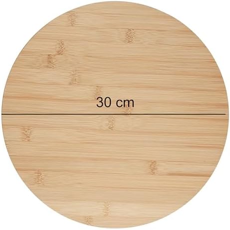 Bambu Dönerli Sunum Tahtası, 360 Derece Dönebilen Yuvarlak Pizza ve Kahvaltı Sunum Tepsisi (30 cm)