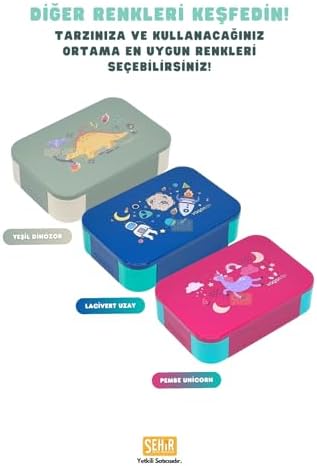 900ml Lunchbox Tek Katlı 2 Bölmeli PP Plastik Çocuk Sefer Tası Yemek Kutusu (Pembe) - Görsel 3