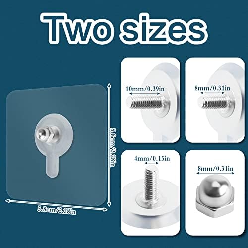 24 adet yapışkan vida, yapışkan kanca, sihirli kanca, delmeden duvara sabitleme, şeffaf, su geçirmez vida, kendinden yapışkanlı vida, banyo, mutfak, duş, depo odası için (8/10 mm)
