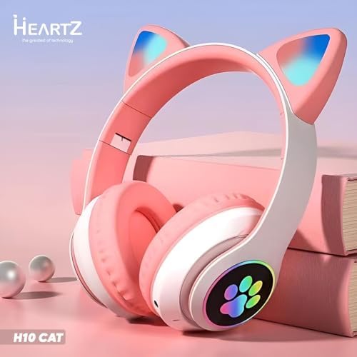 H10 CAT KEDİLİ LED IŞIKLI KAFAÜSTÜ BLUETOOTH KULAKLIK (TOZ PEMBE) - Görsel 3