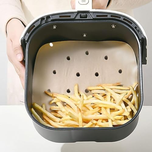 Alternative view of 100 Adet Air Fryer Pişirme Kağıdı Tek Kullanımlık Hava Fritöz Yağ Geçirmez Yapışmaz Gıda Pişirme Kağıdı Delikli Kare Model
