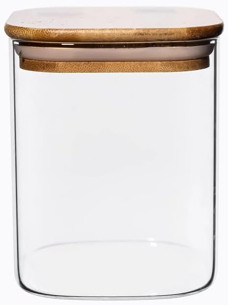 900ml Sızdırmaz Vakumlu Bambu Kapaklı Borosilikat Cam Kavanoz – Hava Geçirmez & Dayanıklı Gıda Saklama Kabı (10cm x 13cm)