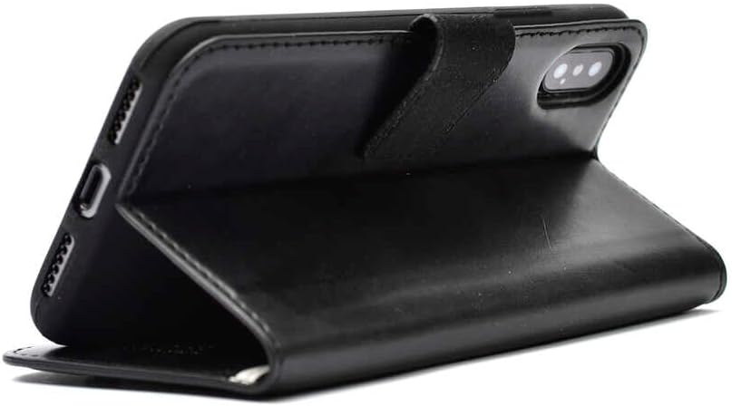 iPhone 11 Uyumlu Siyah Deri Görünümlü Manyetik Tam Koruma Cüzdan Kartlık Şık Telefon Kabı Stand Özellikli Kapaklı Kılıf