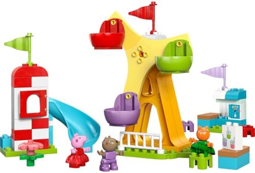 Lunapark 10453-2 Yaş ve Üzeri Kız ve Erkek Çocuklar için Dönme Dolap, Kaydırak, Meyve Suyu Barı ve Köpek ve Kedi Dahil 3 Figür İçeren Yaratıcı Oyuncak Yapım Seti (53 Parça) - Görsel 3