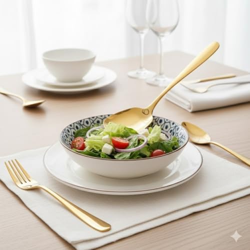 Premium Altın Kaplama Paslanmaz Çelik Servis Kaşığı – 21 cm Şık ve Dayanıklı Sunum Kaşığı - Görsel 2