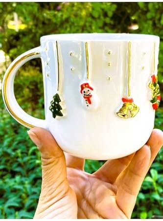 Alternative view of CW Celine's Wonders Premium Kalite 24 Ayar Altın Detaylı El Yapımı Christmas Mug 450 Ml Gold
